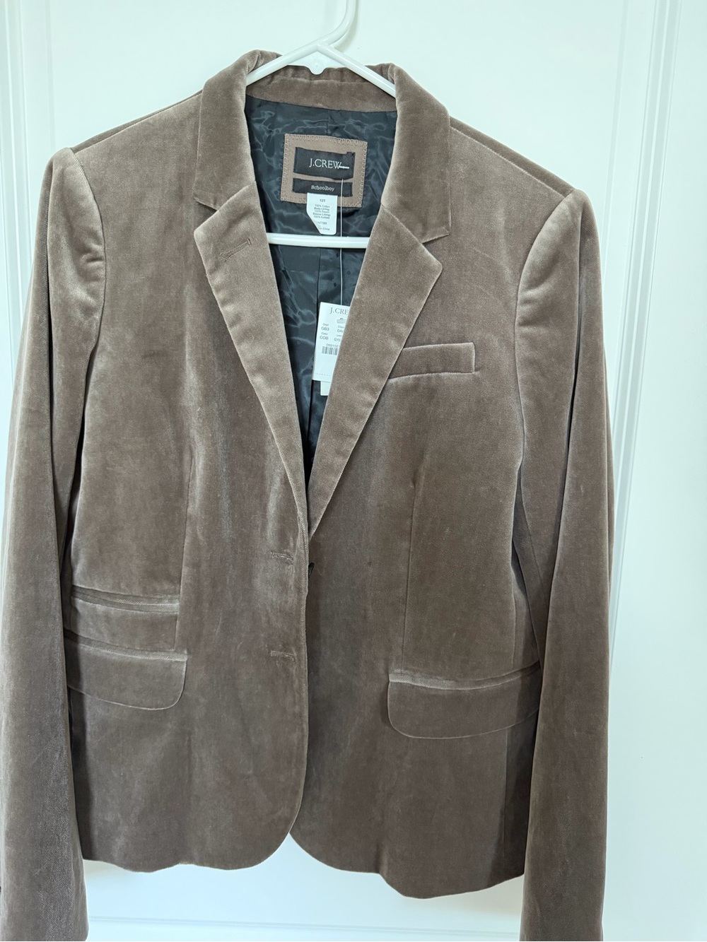 J. Crew schoolboy women Velvet Blazer in Taupe